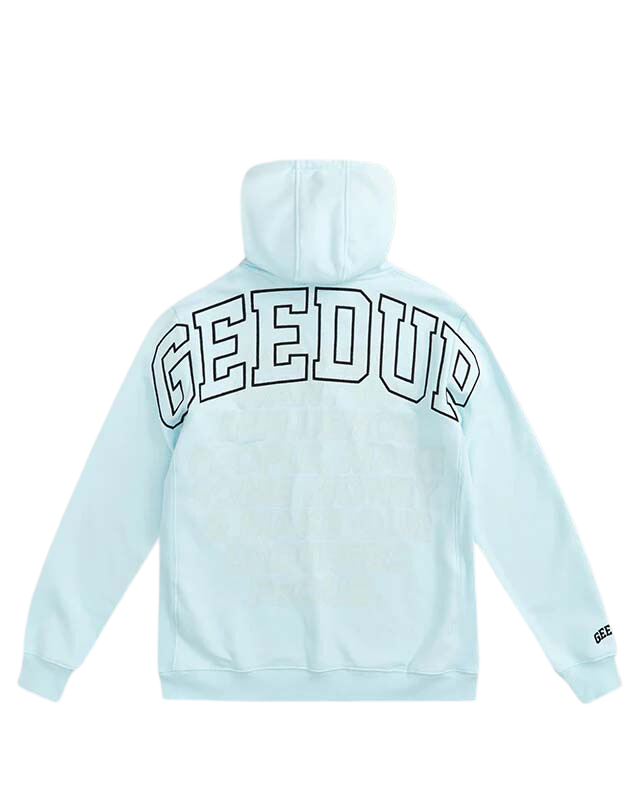 Back of Geedup Proud Team Logo Hoodie Light Teal au.sell store