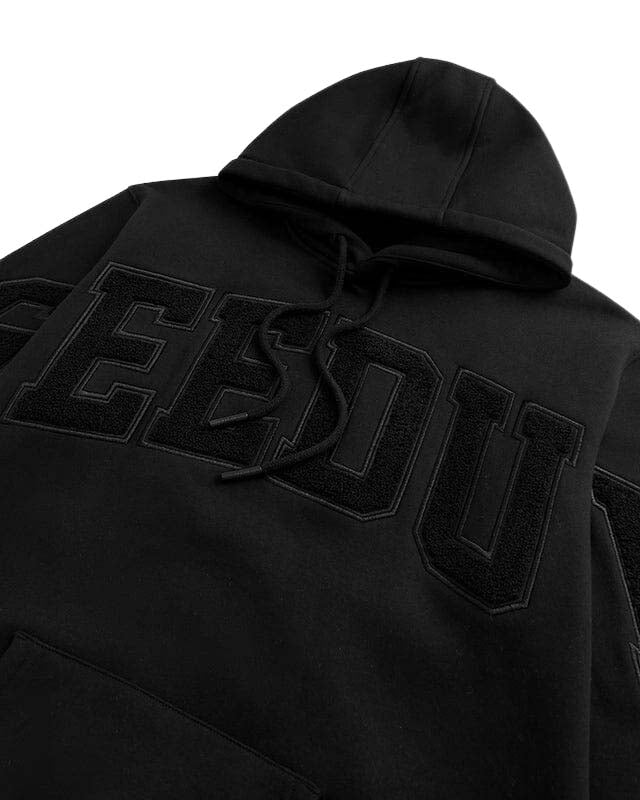 Close up of Geedup Team Logo Hoodie Blackout - au.sell store