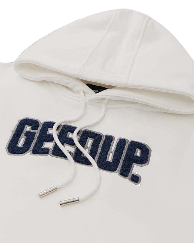 Close up of Geedup Play For Keeps Hoodie Off White Navy au.sell store