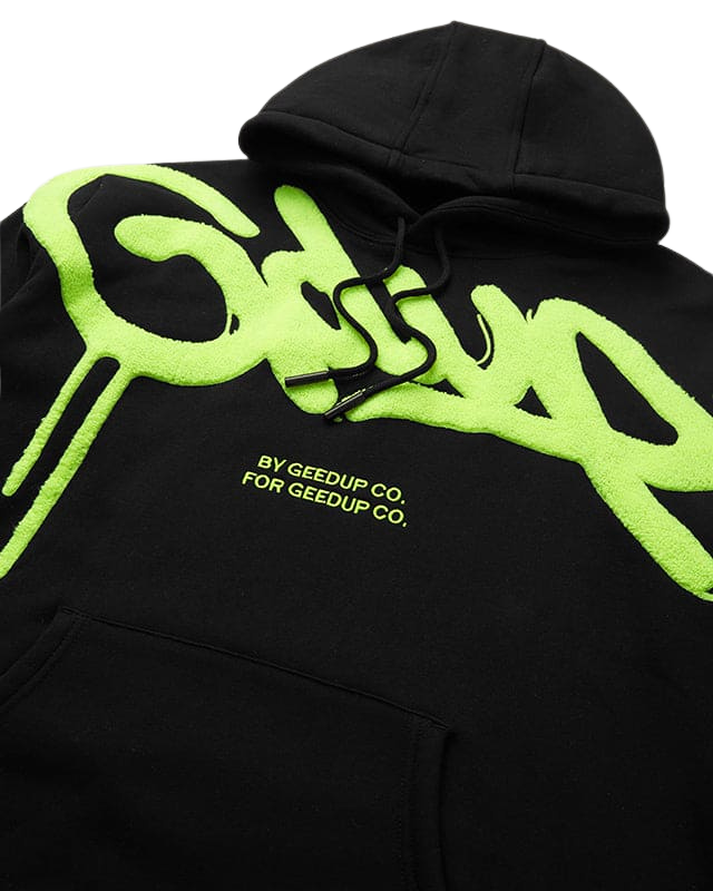 Geedup Handstyle Hoodie Black Hyper Yellow -  Authenticity guaranteed at au.sell store
