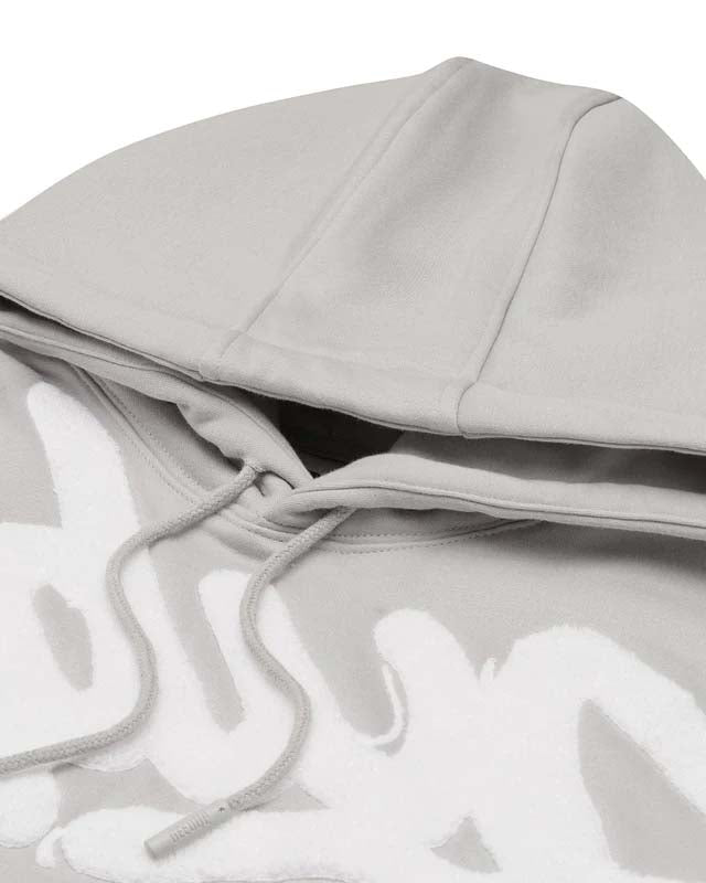 Close up of the Geedup Handstyle Hoodie Grey White - au.sell store