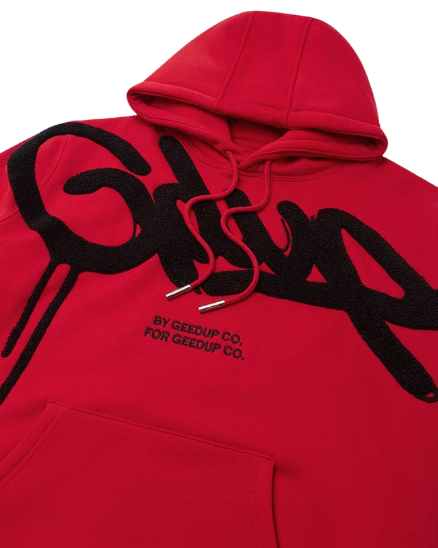 Purchase the Geedup Handstyle Hoodie in Red Black with an authenticity guarantee at au.sell