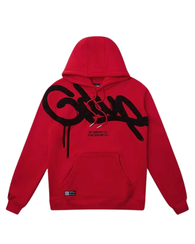 Shop the Geedup Handstyle Hoodie in Red Black with free shipping at au.sell