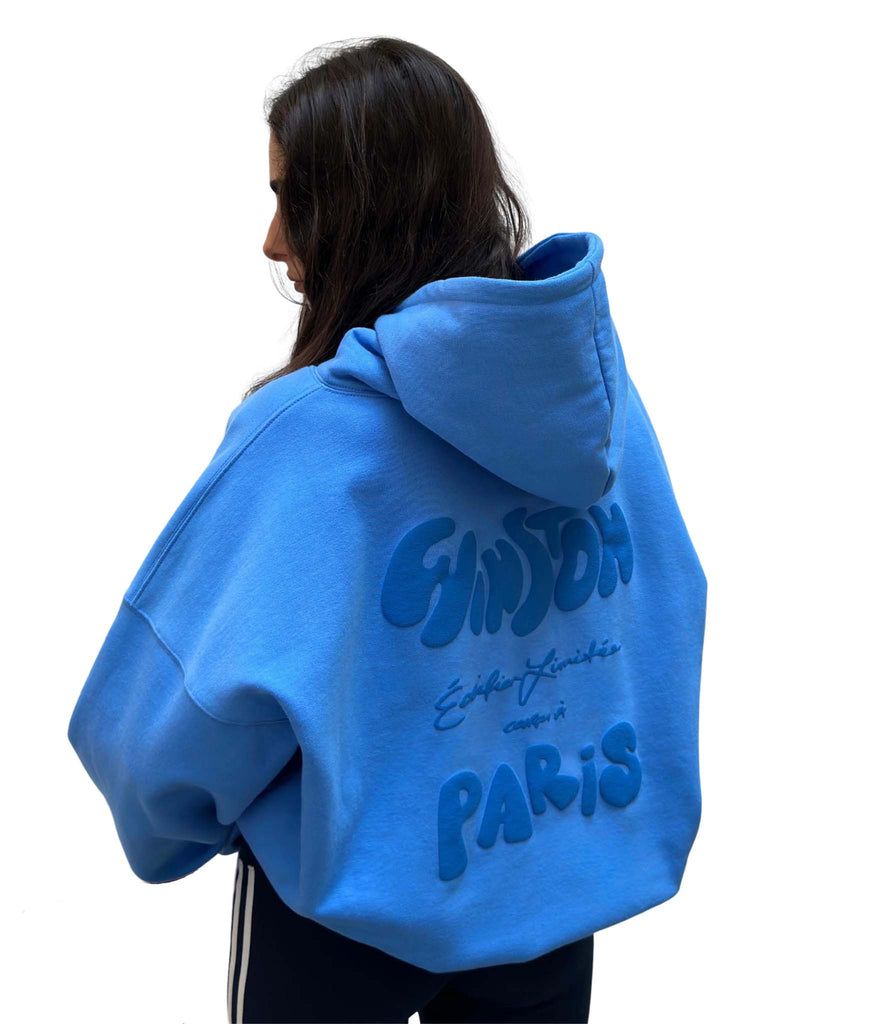 Shop the Mr Winston Paris Edition Bleu Puff Hoodie at au.sell store