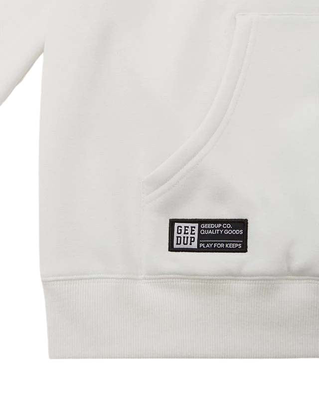 Woven Badge on Geedup Team Logo Hoodie White Green au.sell store