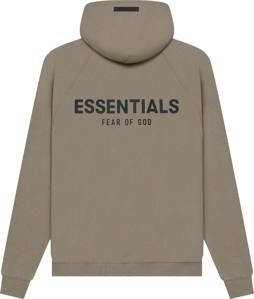 Back of Fear of God Essentials Pull-Over Hoodie "Taupe"