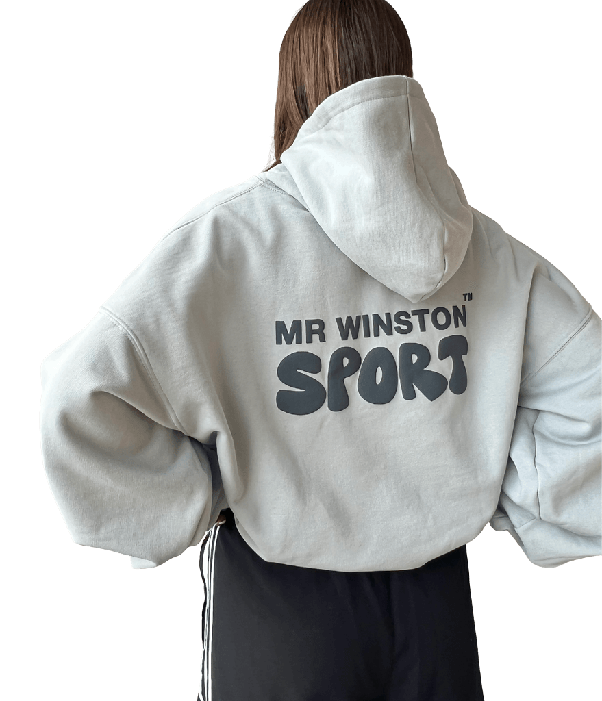 Back View Mr Winston Soft Grey Puff Hoodie au.sell store