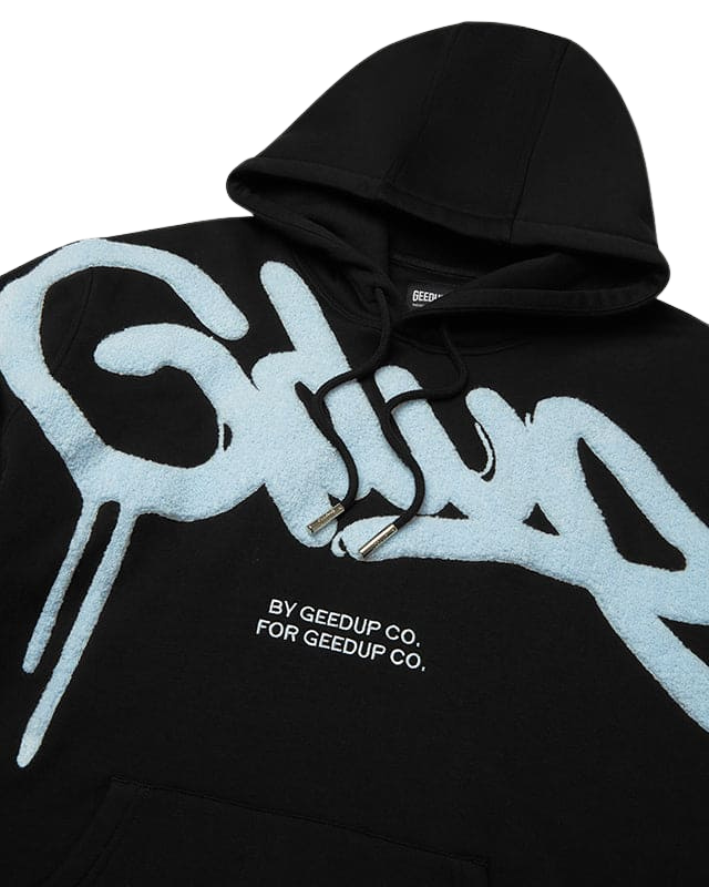 Geedup Handstyle Hoodie Black Baby Blue - Free shipping Australia wide