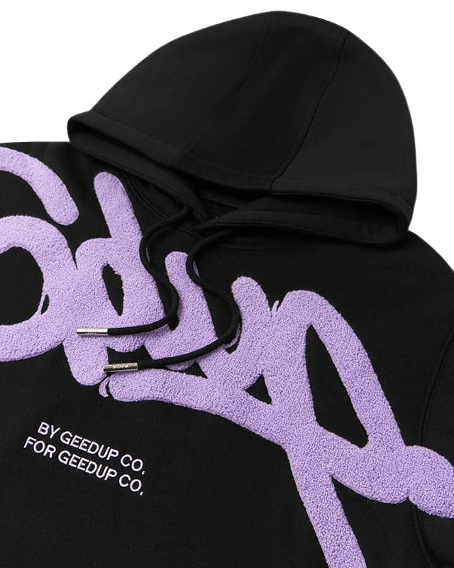 Geedup Handstyle Hoodie Black Lavender - Free Shipping Australia Wide