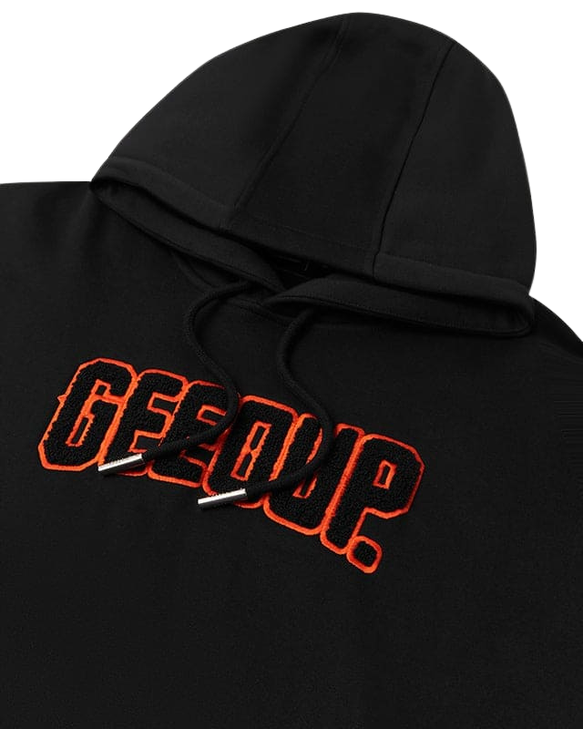 Shop the Geedup Play For Keeps Hoodie Black Black Orange - Free postage in AUS