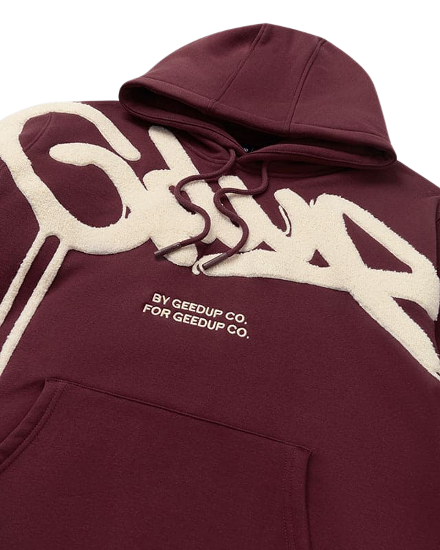 Geedup Handstyle Hoodie Maroon Cream - Authenticity guaranteed