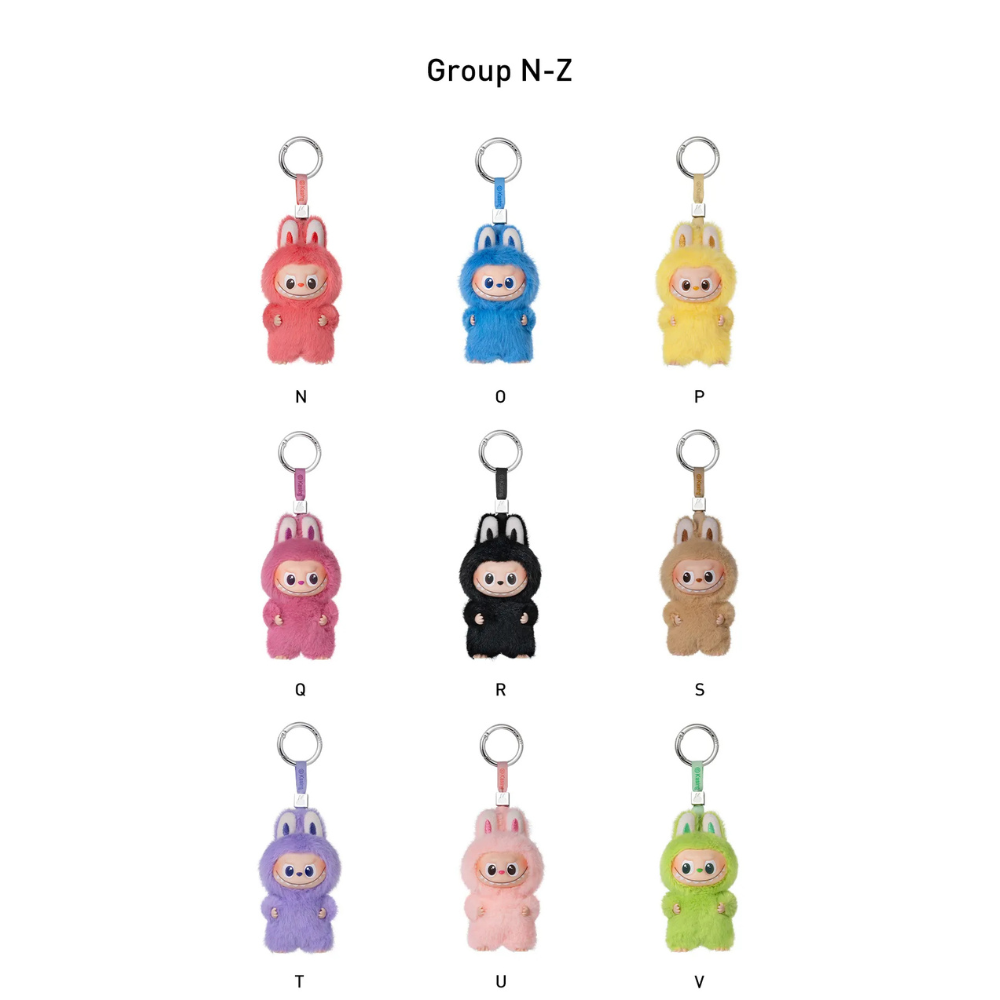 Members of the Pop Mart Labubu The Monsters Pin For Love Series Vinyl Plush Pendant Single Blind Box (N-Z)
