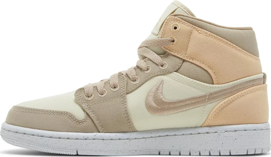 Side View of Nike Air Jordan 1 Mid SE "Canvas Khaki" (Women's) au.sell store