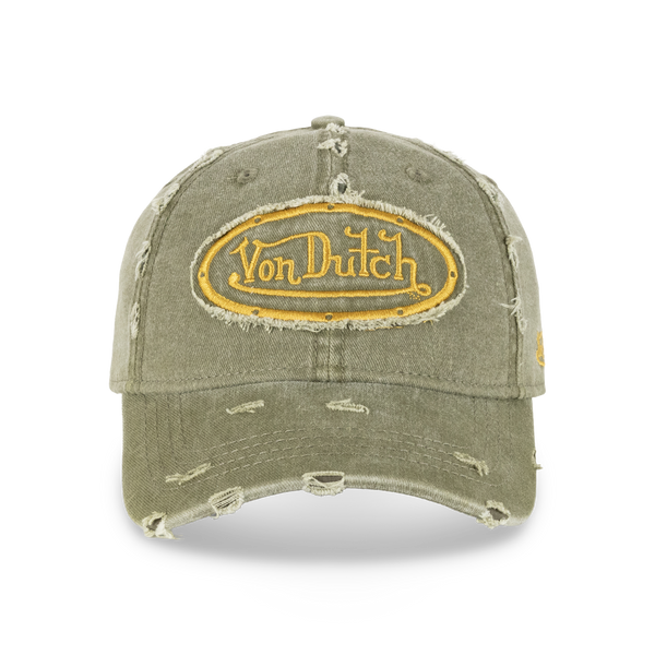 Von Dutch Distressed Dad Cap Olive Mustard | au.sell store Australia