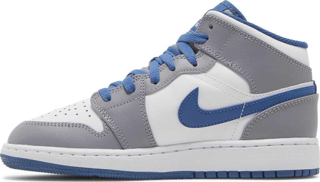 Side View Nike Air Jordan 1 Mid "Cement True Blue" (GS) au.sell store