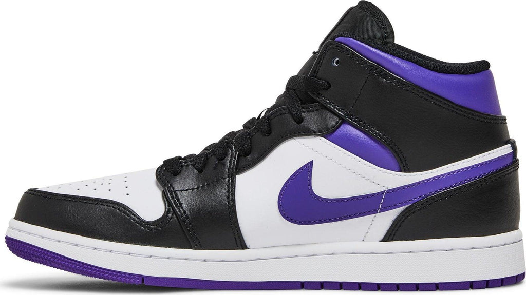 Side View of Nike Air Jordan 1 Mid "White Black Purple" au.sell store