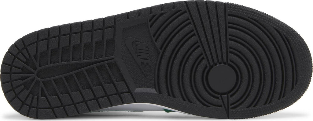 Soles of Nike Air Jordan 1 Mid “Lucky Green”